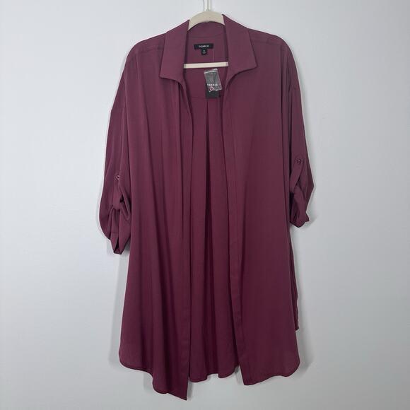 NEW Torrid Womens 0 L Purple Open Front Roll Tab Longline Lightweight Cardigan - Picture 1 of 4
